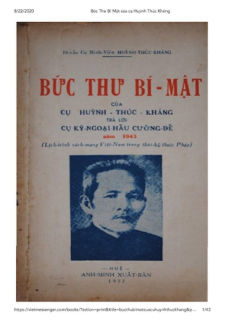Bức Thư Bí Mật Của Cụ Huỳnh Thúc Kháng